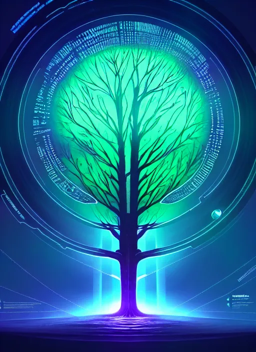 Image similar to high depth, collective civilization tree, calm, healing, resting, life, hybrids, scifi, glowing lights, published concept art, art in the style of all and none and everything and infinity
