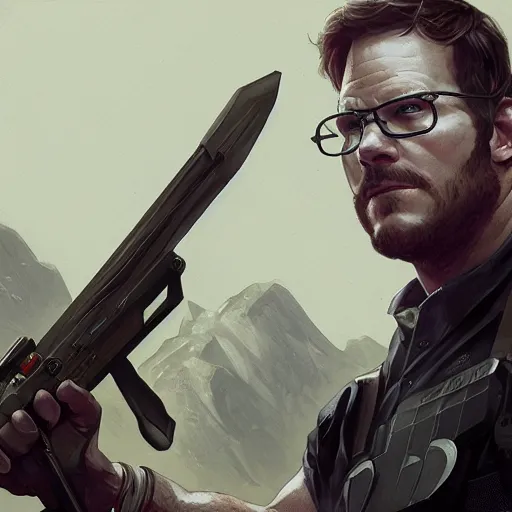 Prompt: chris pratt as the gordon freeman from half life, unreal engine, sci fi, intricate, elegant, highly detailed, digital painting, artstation, concept art, matte, sharp focus, illustration, art by greg rutkowski and alphonse mucha