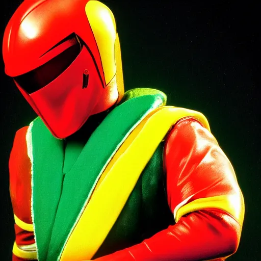 Prompt: lawrence fishburne as the traffic light power ranger, digital photography, highly detailed