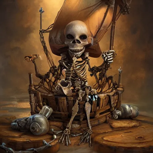 Image similar to pirate skeleton drinking beer by ellen jewett, tomasz alen kopera and Justin Gerard