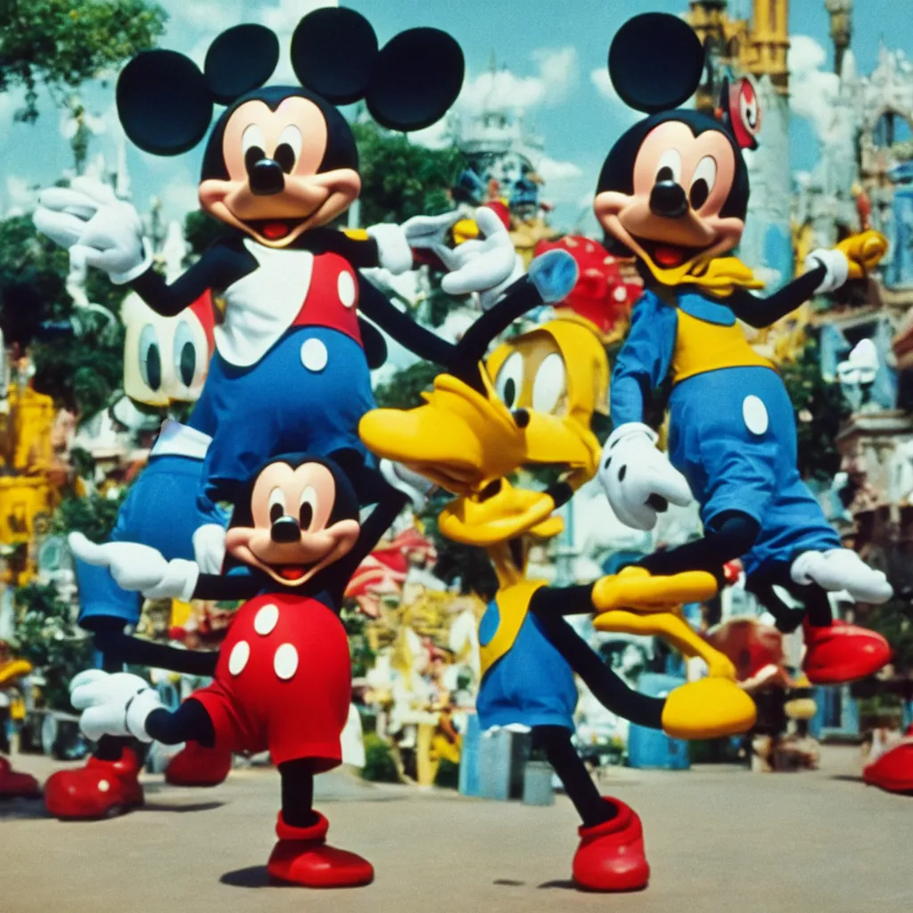 Prompt: a still of mickey mouse mutating into donald duck ektachrome e 1 0 0 3 5 mm high detail photograph