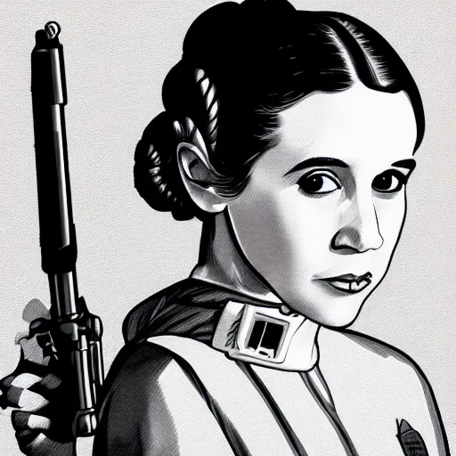 Prompt: digital drawing of princess leia