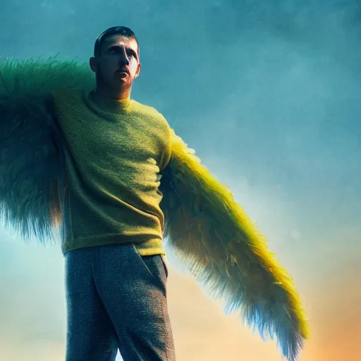 Image similar to A film still of yellow-feathered Big Bird from the movie Blade Runner 2049 (2017), 8K image