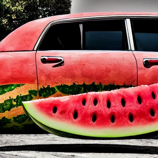 Prompt: stunning award winning hyperrealistic hdr 8 k highly detailed photo of a car watermelon