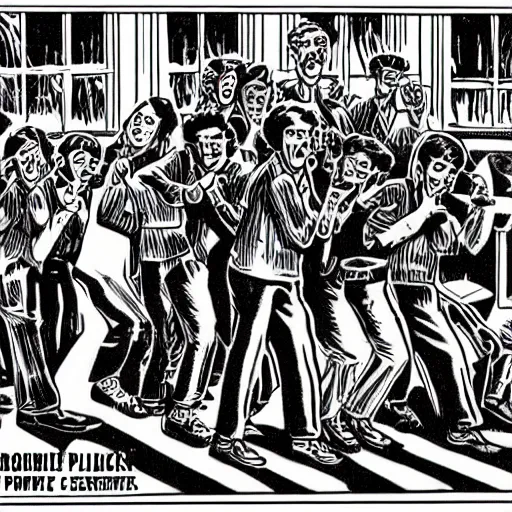 Image similar to robert crumb comic about pembroke pines flanagan high school students partying accurate eyes high detail