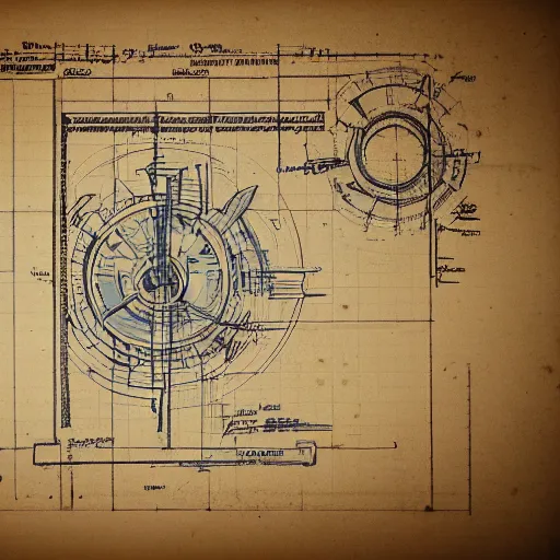Prompt: blueprints of a time machine