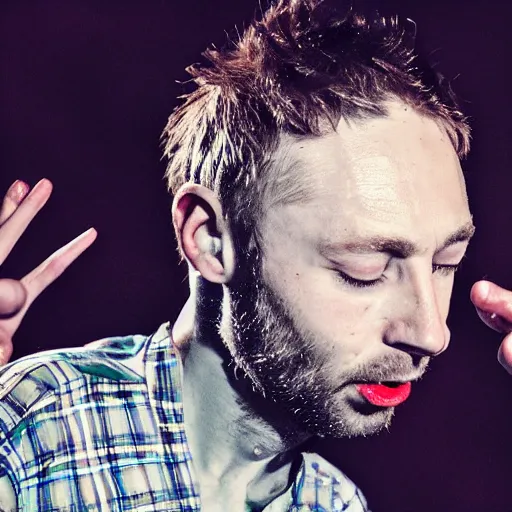Image similar to thom york eating magic