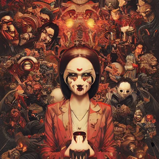 Prompt: 🚷🔞☦✝👺🤡, rotary symmetrical, dynamic lighting, darker intense, detailed, by bambang nurdianshyah, garis edelweiss, roby dwi antono and dan mumford, ayami kojima, takato yamamoto, barclay shaw, karol bak, yukito kishiro, norman rockwell