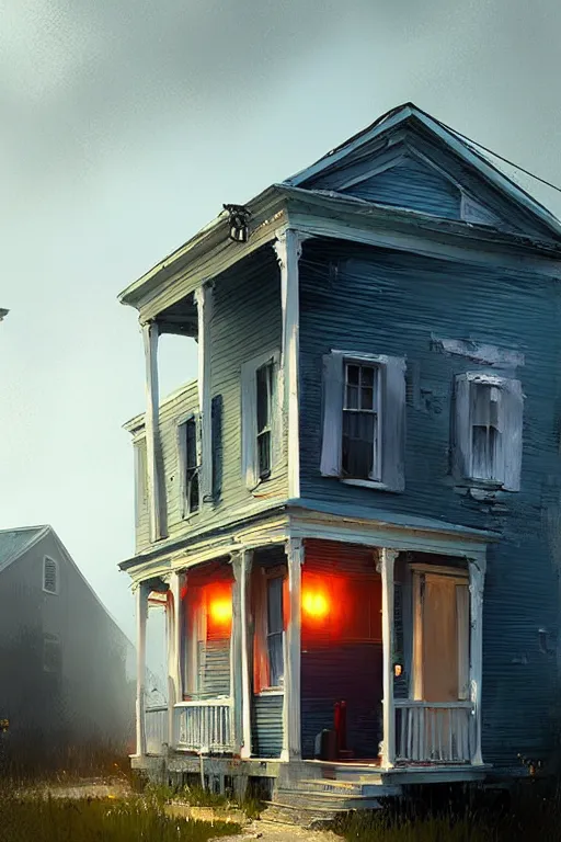 Image similar to greg rutkowski shotgun houses