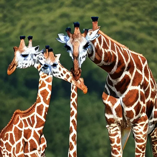 giraffes making hearts