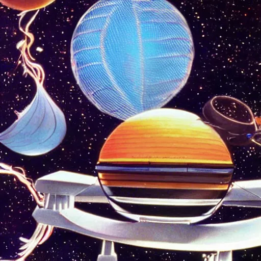 Prompt: the concept art for flight of the navigator