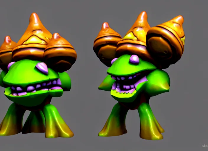 Image similar to funguar, stylized stl fantasy miniature, 3 d render, activision blizzard style, hearthstone style