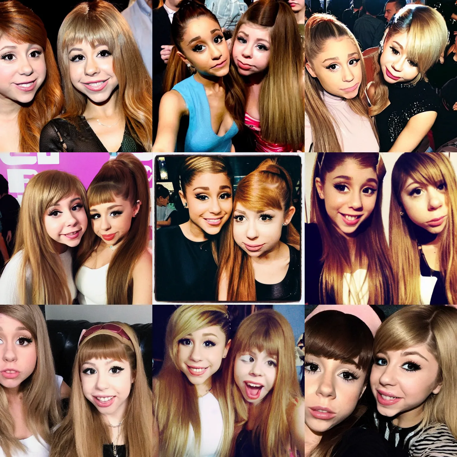 Prompt: ariana grande and jennette mccurdy taking selfies together