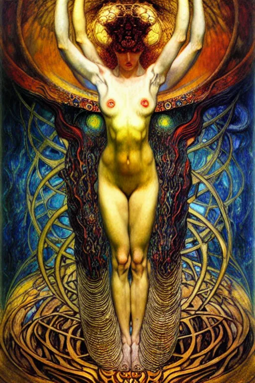 Image similar to Divine Chaos Engine by Karol Bak, Jean Delville, William Blake, Gustav Klimt, and Vincent Van Gogh, symbolist, visionary