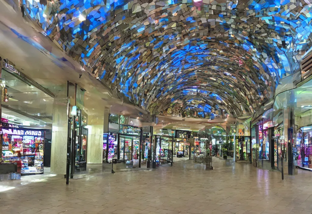 Prompt: a portal to another dimension, shopping center