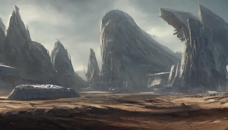enviroment concept art for star wars base, cinematic | Stable Diffusion