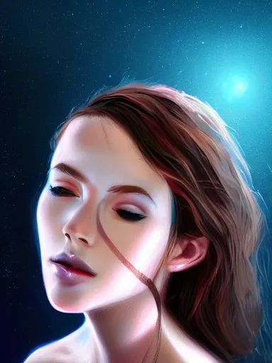 Image similar to girl with crystal in face, portrait, digital painting, elegant, beautiful, highly detailed, artstation, concept art