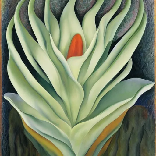 Image similar to georgia o'keeffe painting of a corpse flower