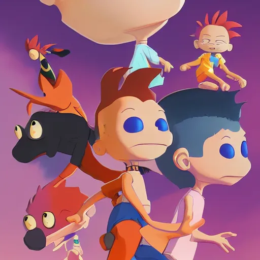 Image similar to face icon stylized minimalist rugrats, loftis, cory behance hd by jesper ejsing, by rhads, makoto shinkai and lois van baarle, ilya kuvshinov, rossdraws global illumination