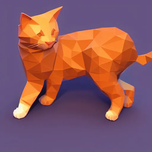 Image similar to cat on white background, 3d isometric, low poly