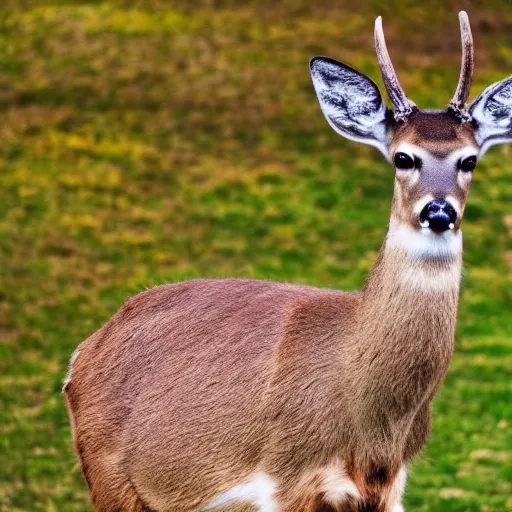 Image similar to photograph of a deer that has feathers instead of fur, in nature, 4K, highly detailed, photo realistic