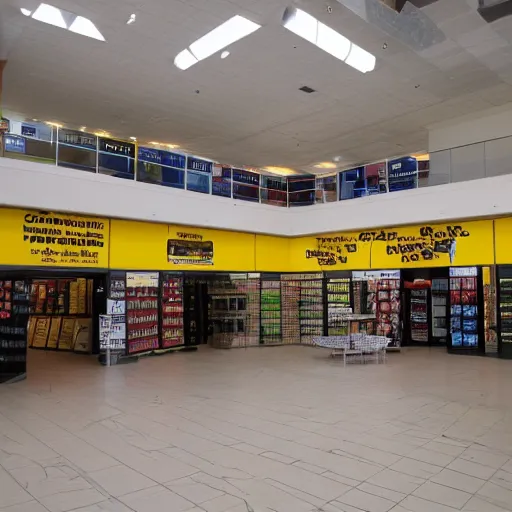 Prompt: the inside of an empty blockbusters,