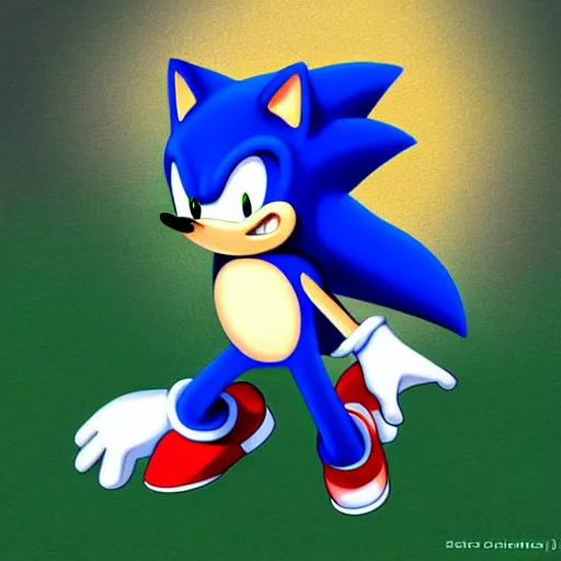 Image similar to sonic the hedgehog by studio ghibli, digital art