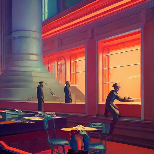 Image similar to Babylon berlin, very coherent, painted by Edward Hopper, Wayne Barlowe, painted by James Gilleard, airbrush, art by JamesJean