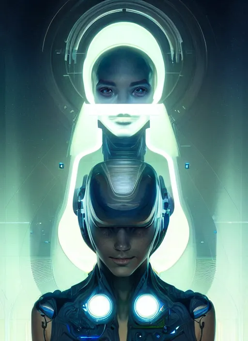 Image similar to symmetry!! portrait of three legged alien hybrid, tech wear, scifi, glowing lights!! intricate elegant, highly detailed, digital painting, artstation, concept art, smooth, sharp focus, illustration, art by artgerm and greg rutkowski and alphonse mucha