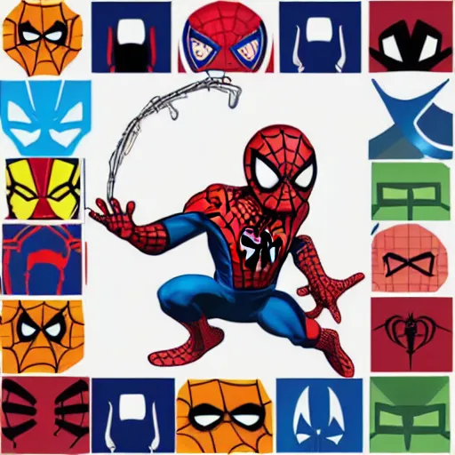 Image similar to a Avengers-Spiderman, svg sticker, vector art, wearing headphones, jamming to music