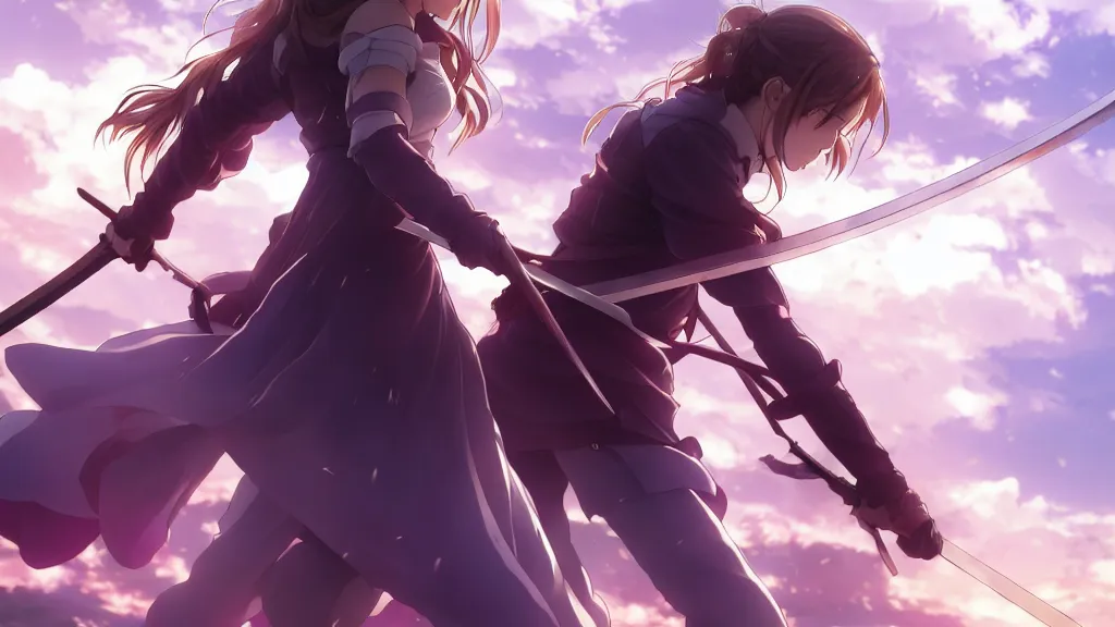 Prompt: emma watson in heavens feel movie, demon slayer, ufotable, high quality, artgerm, action, on a street, night, fate stay night, unlimited blade works, greg rutkowski, high resolution, dynamic pose, landscape, medium portrait, samurai outfit, action, hyper realistic, anime, koyoharu gotouge, sakuga