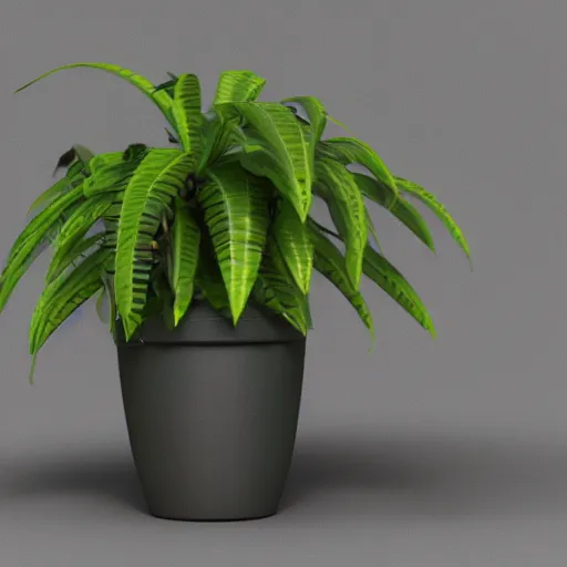 Image similar to a potted houseplant in a pot like a spider mech suit. 3 d rendering. advanced lighting and texturing