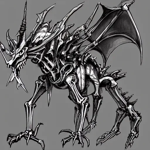 Prompt: Concept art, Skeleton dragon-n4