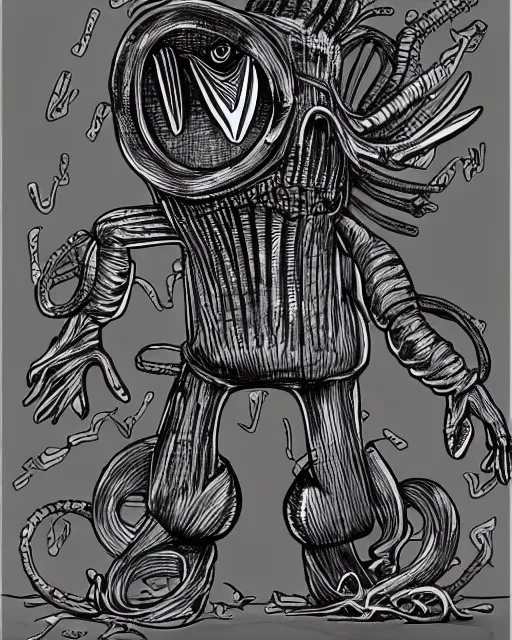 Image similar to Spongebob drawn in Giger style