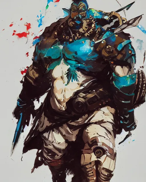 Image similar to a beautiful painting of Kunkka by Yoji Shinkawa, Dota, strong lines and bold colors, limited color palette, atmosphere and tension, Japanese, trending on artstation