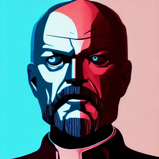 Image similar to cyberpunk vladimir lenin as the leader of a futuristic communist society, cybernetics, sharp lines, digital, artstation, colored in