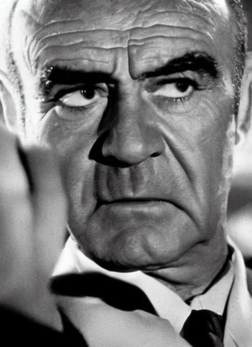 Image similar to film still of Sean Connery as Oskar Schindler in Schindler's List, 4k