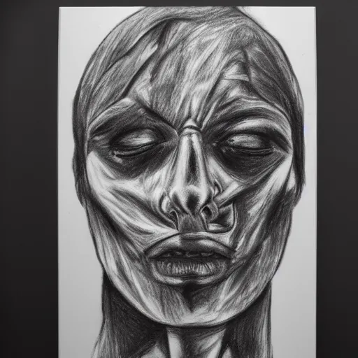 Prompt: Drawing Cluster Headache charcoal on canvas (2022), trending on artstation