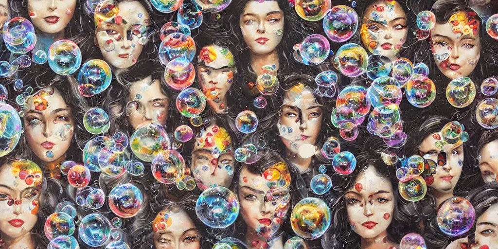 Image similar to multiverse bubbles in the sky, by sandra chevrier