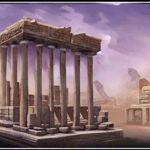 Prompt: A sumerian temple, art by Nathan Fowkes , art station, concept art,
