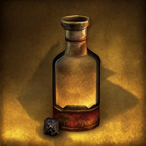 Prompt: a potion bottle, rpg, digital art, skyrim, final-fantasy