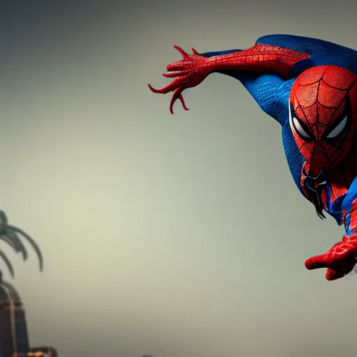 Image similar to a single venom and spider - man hybrid, dslr, cinematic, volumetric lighting, 8 k resolution, photorealistic