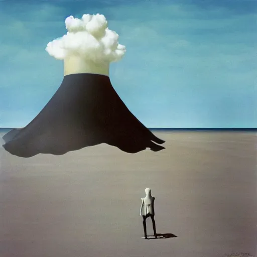 Image similar to a skeleton walking on a beach next to the ocean, nuclear bomb explosion in the background, a surrealist painting by Storm Thorgerson, featured on cg society, nuclear art, surrealist, apocalypse landscape, chillwave