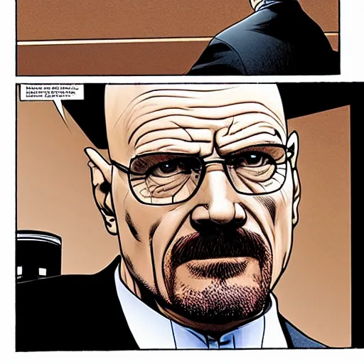 Prompt: walter white as Kingpin in vertigo comic