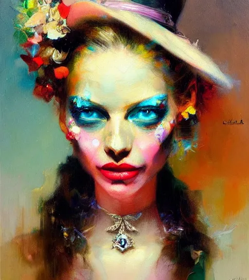 Image similar to delightful supermodel, diamond jewellery, by bartholomew beal, alfio presotto, rhads, salustiano garcia cruz, lita cabellut, contemporary art, mixed media, whimsical art, detailed,