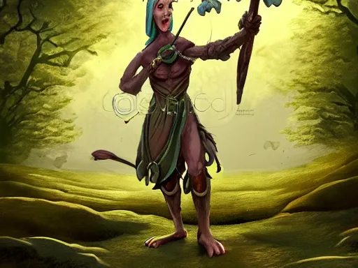 Prompt: cute anthropomorphized walnut sentry, a anthropomorphized cartoon walnut with hands and feet holding a spirit spear, pure fig figure and magicswirling spear. lowland forest background. digital illustration detailed digital illustration for mtg. dnd fantasy epic character illustration by seb mckinnon, background by john constable. 4 k illustration