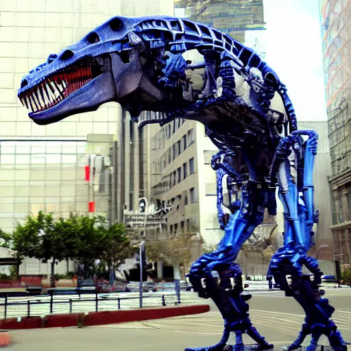 Image similar to cybernetic t-rex, photo,