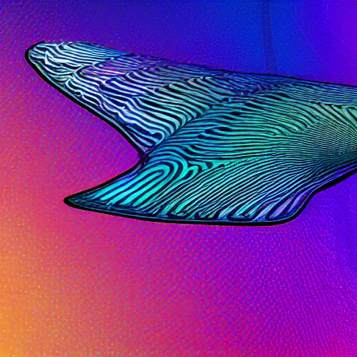 Prompt: digital painting of a fictional whale, tiny multiple holographic butterfly wing on its backside, fully detailed, 4 k, octane render quality, psychedelics