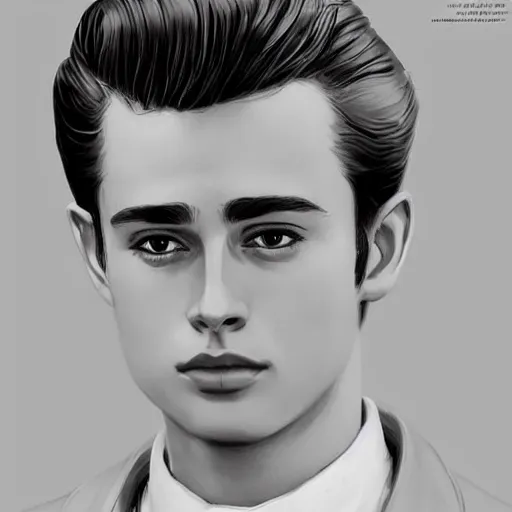 Prompt: a highly detailed epic cinematic concept art CG render digital painting artwork costume design: young James Dean as a well-kept neat perfect formal student in a 1950s USSR school uniform. By Greg Rutkowski, Ilya Kuvshinov, WLOP, Stanley Artgerm Lau, Ruan Jia and Fenghua Zhong, trending on ArtStation, made in Maya, Blender and Photoshop, octane render, excellent composition, cinematic atmosphere, dynamic dramatic cinematic lighting, cinematic colors, aesthetic, very inspirational, arthouse