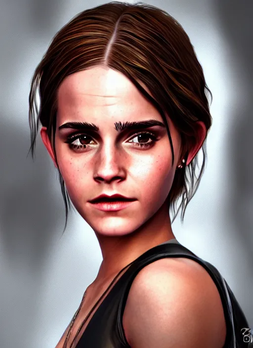 Image similar to highly detailed portrait of emma watson gta 5 art, unreal engine, hot, fantasy art by stephen bliss